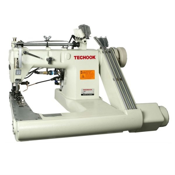 TK-928XH-2PLD-TP-Máquina fechadeira de braço com motor direct drive, três agulhas e duas catracas.